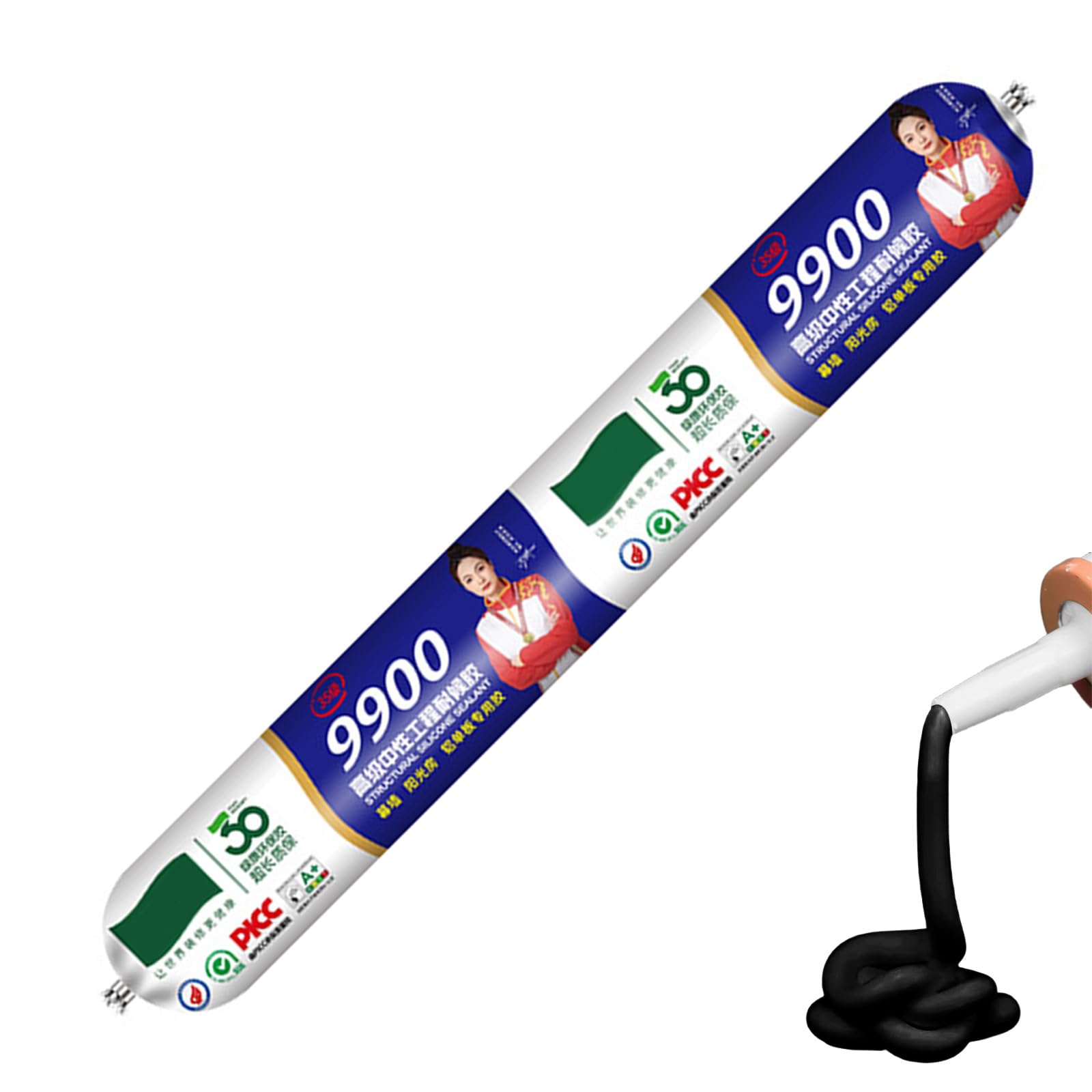 Hzbb Black Professional Grades Waterproof Silicone Sealant Flexible Cracks Proof Adhesive For Curtain Wall Skylights Joints Repair Waterproof Silicone Sealant