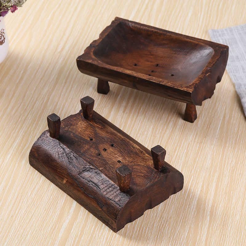 Thailändische Seifenschale aus massivem Holz mit Drainage, natürliches Teakholz, Badezimmer-Seifenhalter mit erhöhtem Design