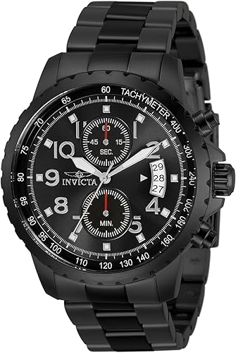 Invicta Mens Specialty 45mm Black Stainless Steel Chronograph Quartz Watch Black GoldBlue Model 13787 29472