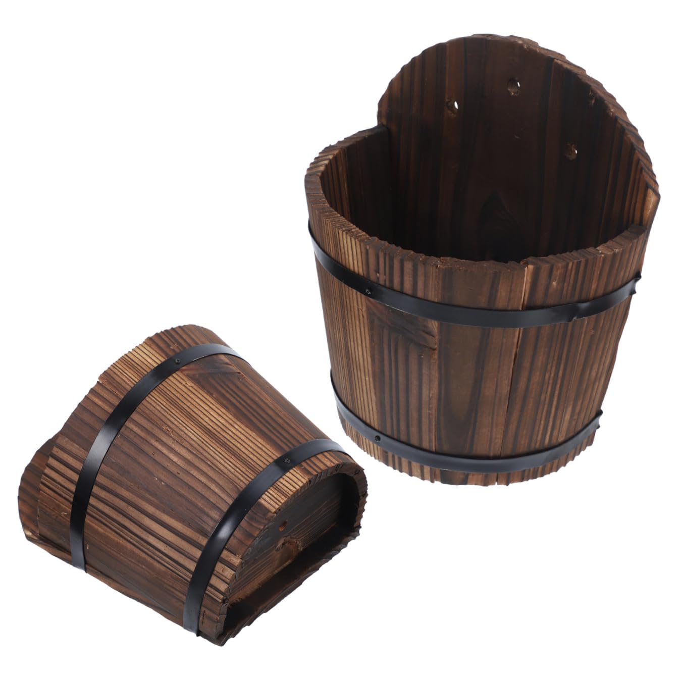 Pots de fleurs muraux en bois authentique au design rustique et soigné