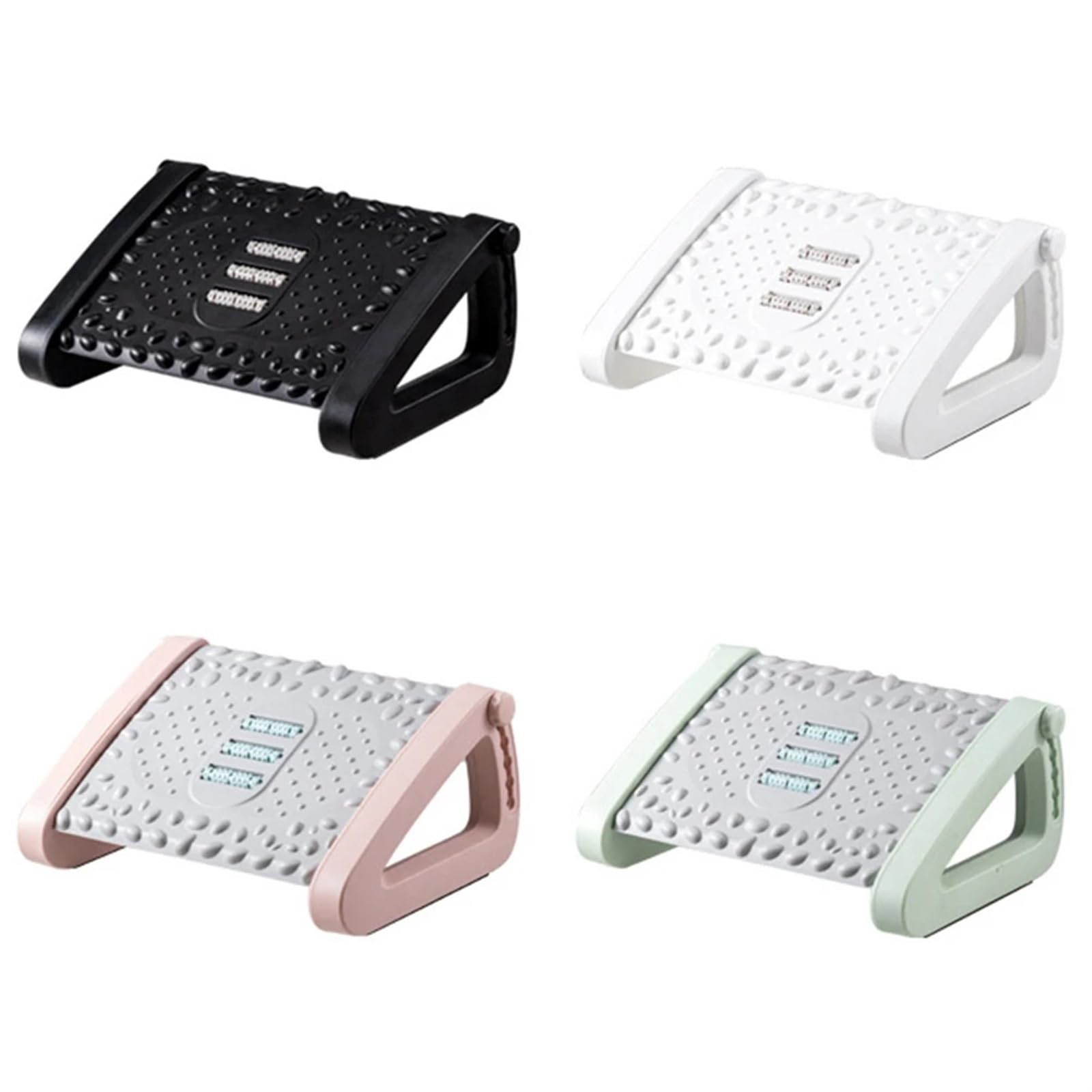 Reposapiés de oficina para debajo del escritorio, Reposapiés de oficina ajustable con rodillos y almohadilla de masaje, multicolor(White)