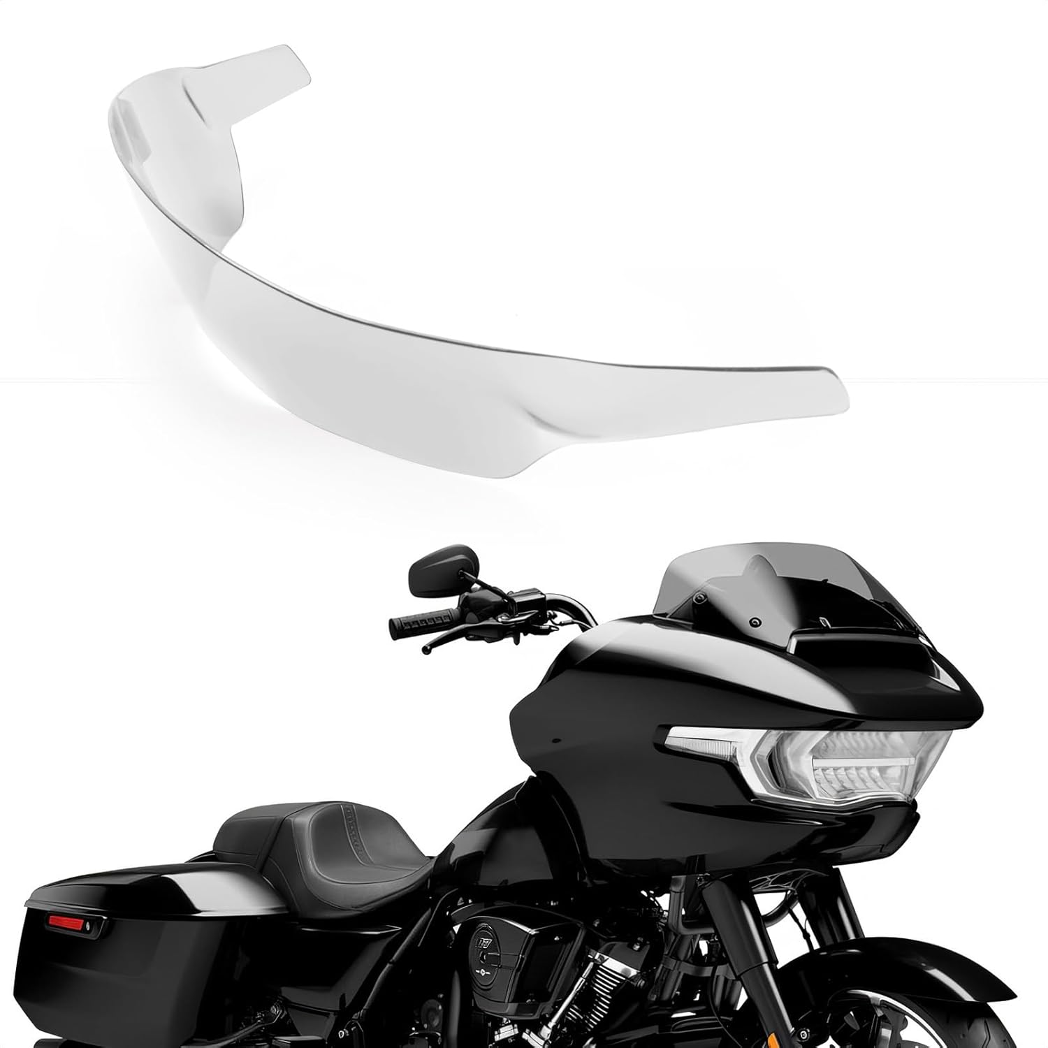 Motorcycle Headlight Lens Cover, Front Headlamp Protection Cover Waterproof Anti-Scratch Lenses Guard Fit for Harley Touring CVO Road Glide FLTRXSE 2023-2024/ST 2024(Deep Smoke)