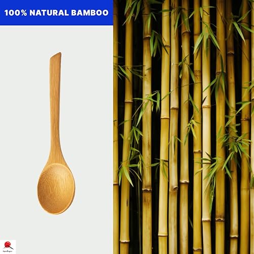 Vista 21 de JapanBargain, Juego de cucharas de bambú de 10 piezas, cucharas de madera reutilizables de 8 pulgadas para niños, aperitivo, postre, helado, yogur