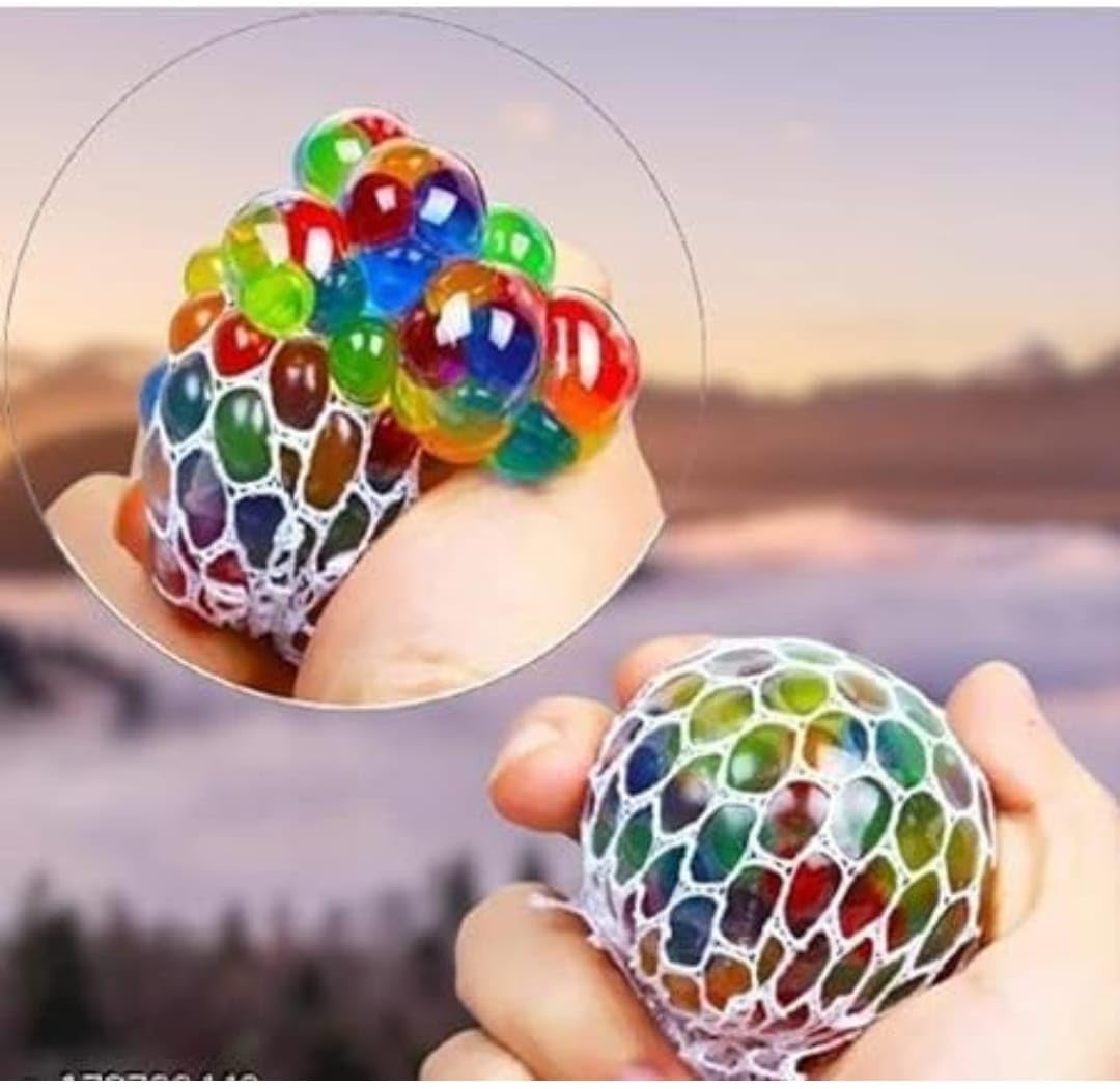 (1 PCS) Mesh Squishy Stress Ball for Kids - Squeeze Toy for Pressure Relief, Anti-Stress, Anti-Anxiety, Multicolor Magic Mesh Ball | Perfect Return Gift (B599)