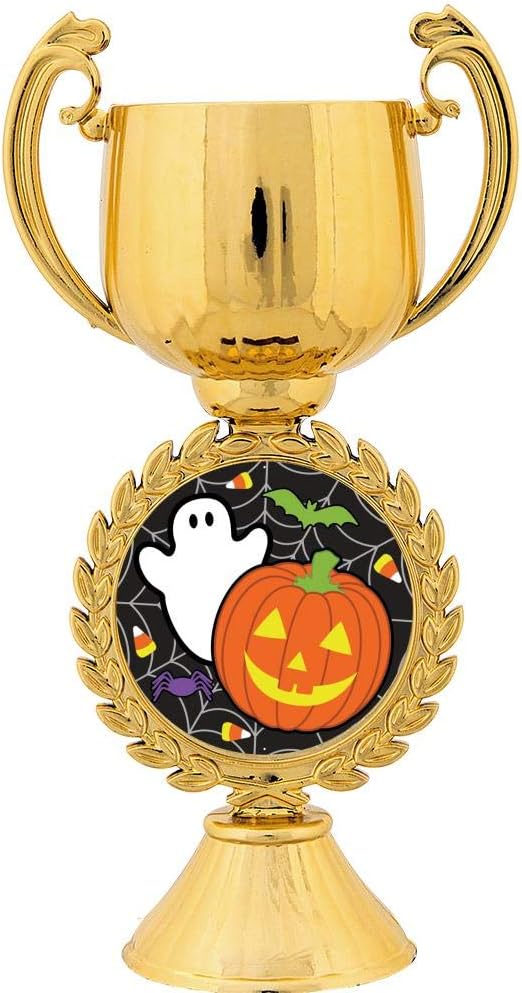 Crown Awards Personalized Halloween Trophy, 7.25" Gold Cup Halloween Pumpkin Ghost Trophies with Free Custom Engraving Prime