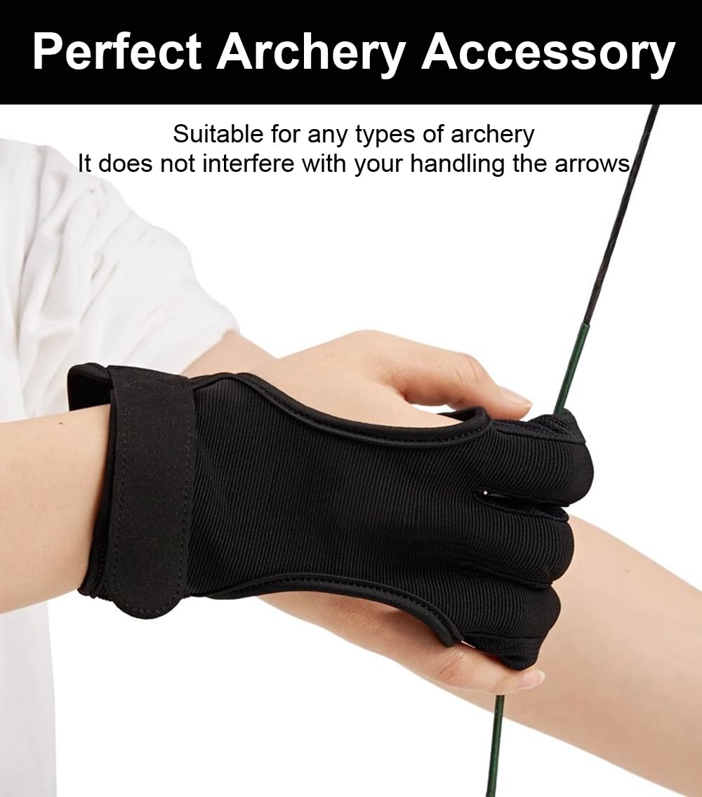 SUJAYU 3 Finger Archery Glove, Leather Fingers Protector Shooting Gloves Archery Protective Gloves, Archery Gloves Men Women, Genesis Bow Glove Archery Accessories (Medium)