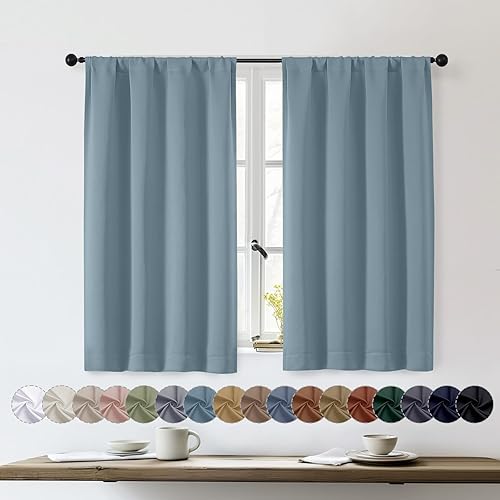 Miniatura 89 de OWENIE Sally Ever Green Cortinas Opacas para Dormitorio Sala de Estar 63 Pulgadas de Largo Juego de 2 Paneles, Aislamiento Térmico Ahorro de Energía