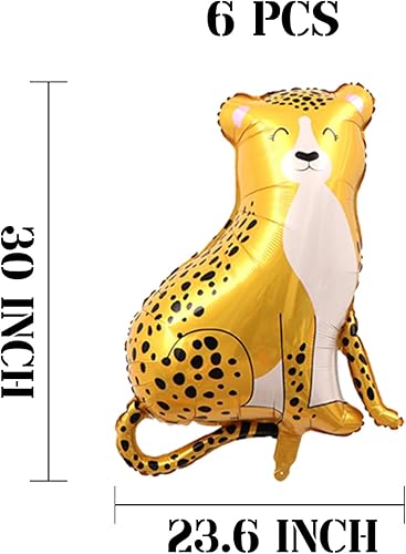 Miniatura 8 de Globos de animales de safari en la selva, 30 piezas de helio mixto de helio, adorable vaca, tigre, león, mono, cebra, jirafa, globos en forma de