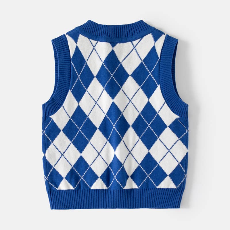 Toddler Baby Boys Girls V-Neck Plaid Sweater Vest Soft Uniform Cotton Sleeveless Pullover Knitted Waistcoat2
