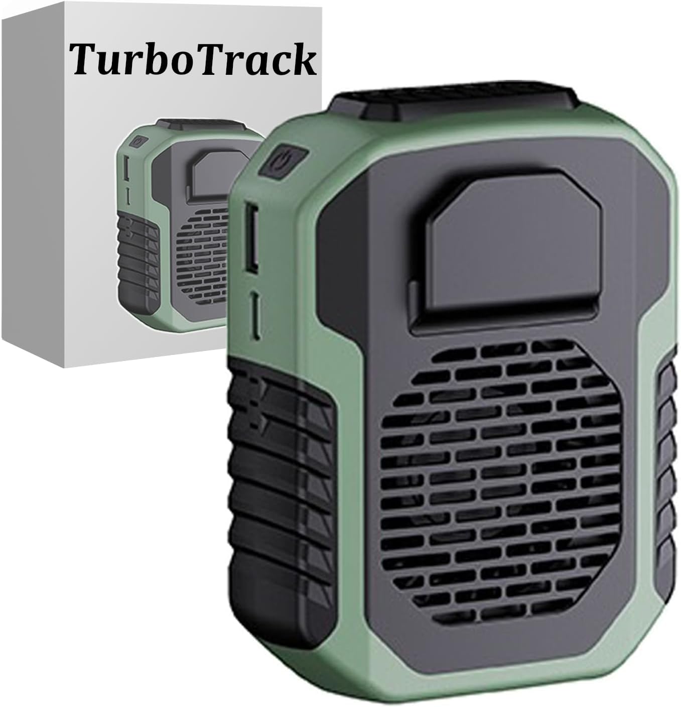 Turbo track Fan Portable Hands-Free Waist,4000mAh Rechargeable Cooling Fan with Adjustable Belt, 3 Speeds, Lightweight & Cordless for Outdoor, Workouts, Travel, and Daily Use (Green)