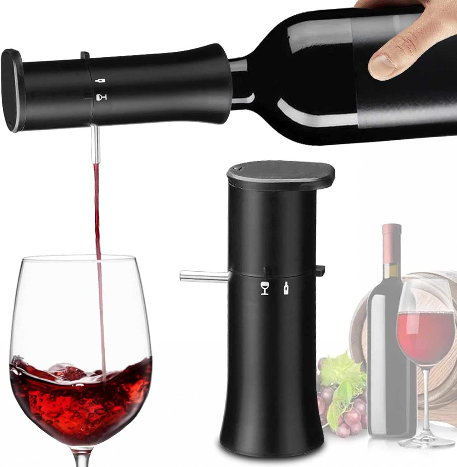Electric Wine Dispenser, Aerator, Pourer & Vacuum Wine Pump, Portable One Button Automatic Wine Aerator for Quick decanting, Improving Wine Taste & Aroma, Gifts for Men & Women Wine Lovers (Blue)