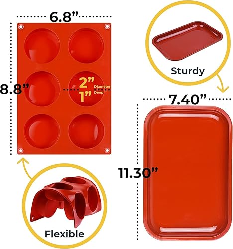 Miniatura 7 de Moldes redondos de silicona para chocolate dulces galletas Oreo gelatina resina jabón y más juego de 4 piezas con moldes de galletas de 2 cilindros