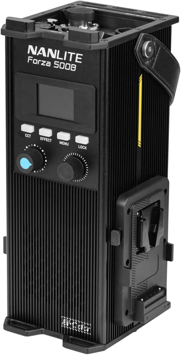 NANLITE Forza 500B II Control Unit with two V-mount batteries attached