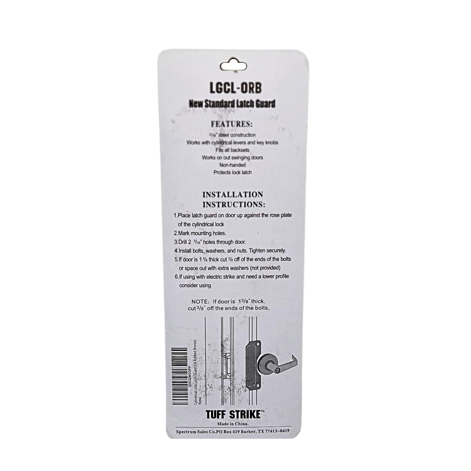 Door Latch Protector | Steel Lock Latch Guard Plate | Storefront Door Security | Cover Plate for Out-Swinging Doors | Tuff Strike | Oil Rubbed Bronze