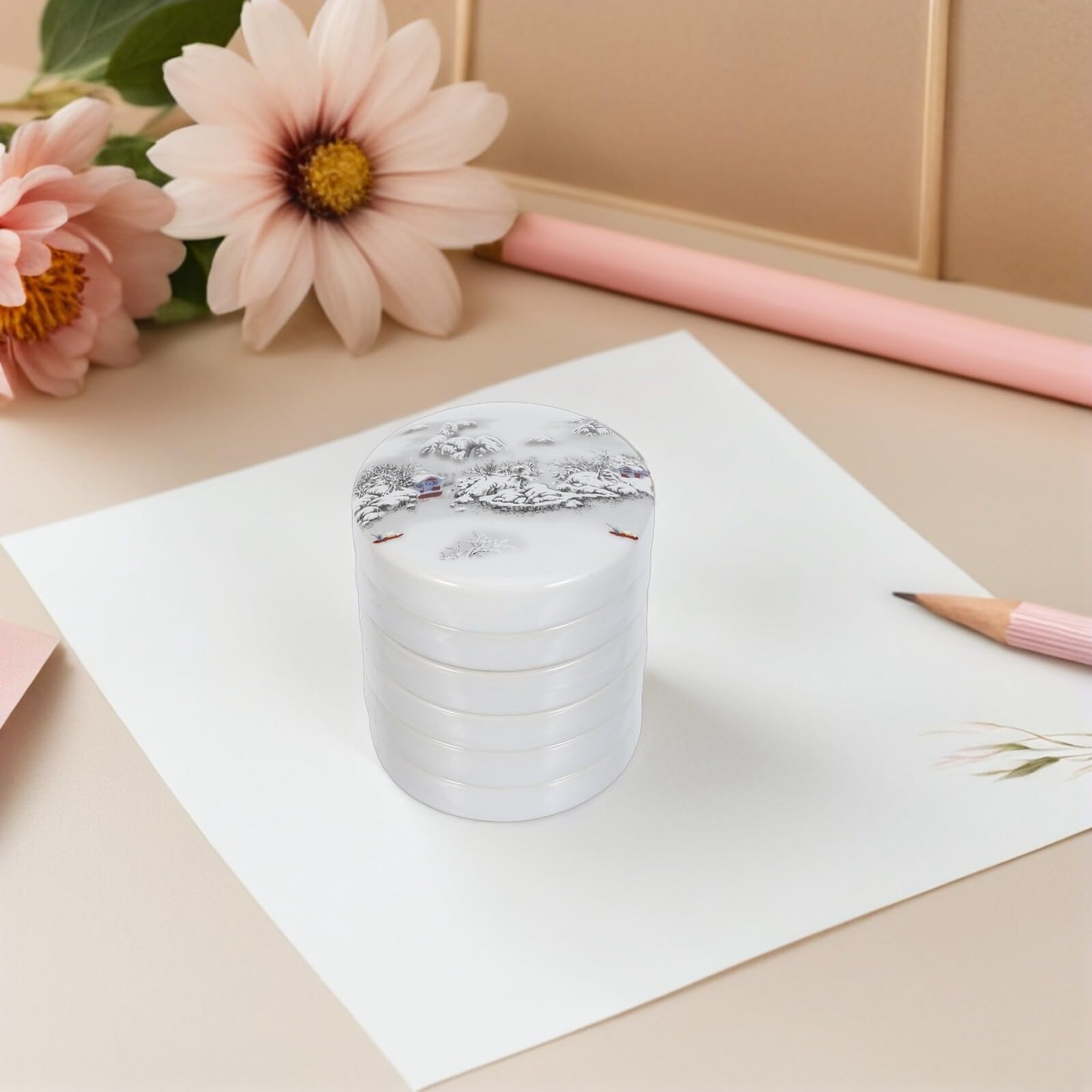 Mischpalette aus Keramik Stapelbar mit Deckel für Aquarell und Acrylfarben Runde Künstler und Schüler für Unterricht und Schulprojekte
