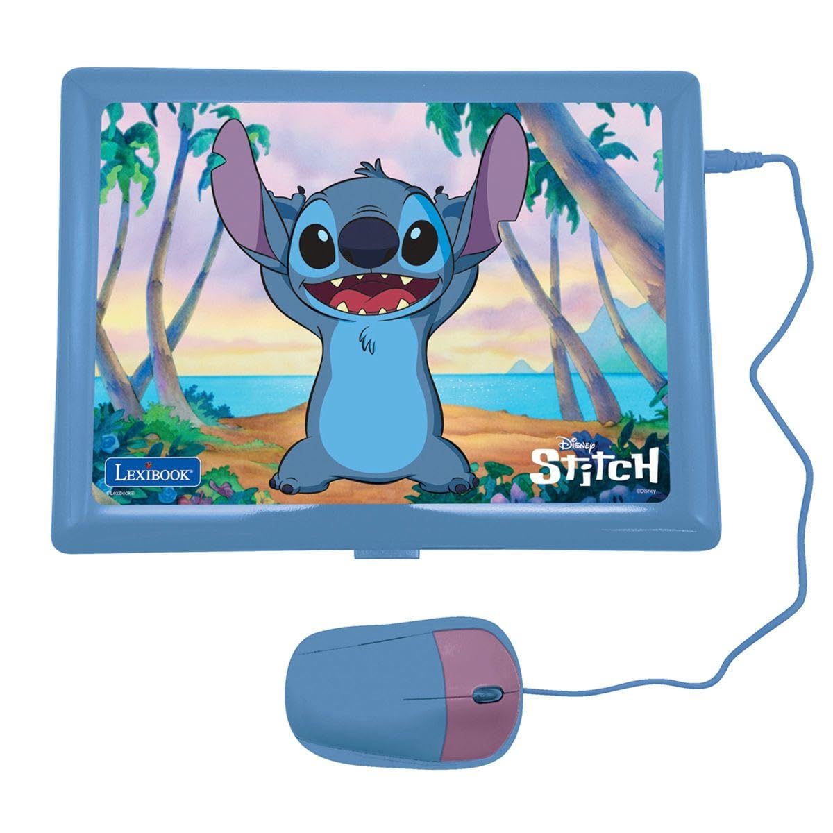 Lexibook, Disney Stitch, Computer educativo bilingue italiano/inglese, Giocattolo per bambini con 124 attività e giochi di lingua, scrittura, matematica, logica, musica, Viola/Blu, JC598Di5LXB