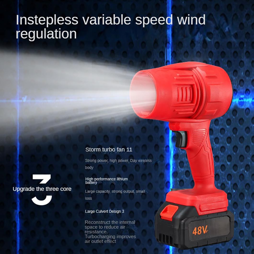 Soffiatore leggero per foglie, asciugatore ad aria calda, soffiatore per foglie a batteria, soffiatore robusto per la pulizia di terrazze e patio (Rosso)