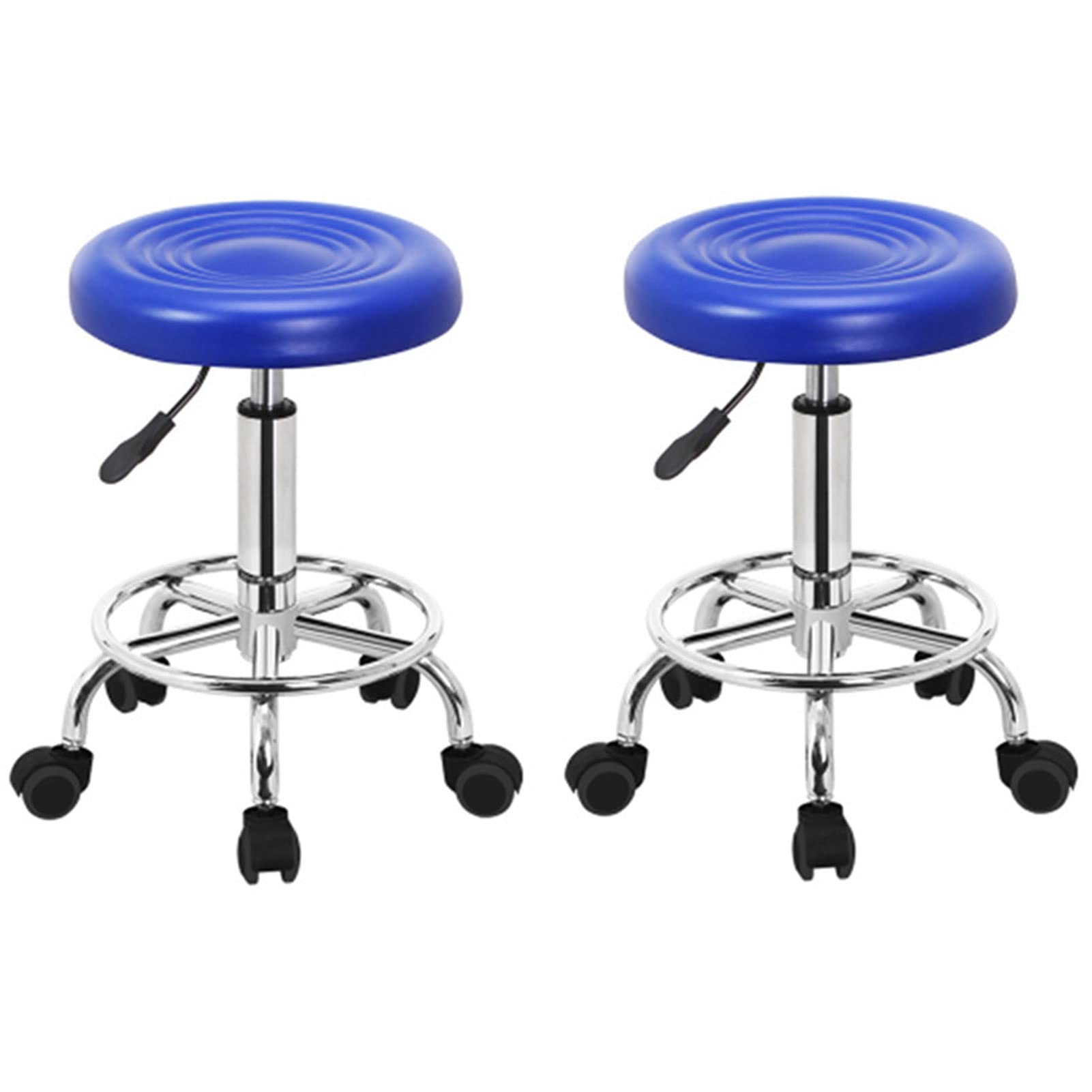 Juego De 2 Sillas De Bar, Taburete De Bar Redondo Pu Cuero Altura Ajustable Giratorio Sillas De Pub Mostrador De Cocina Taburetes De Bar Sin Respaldo Elevación Del Hogar Taburetes De Bar Bajos