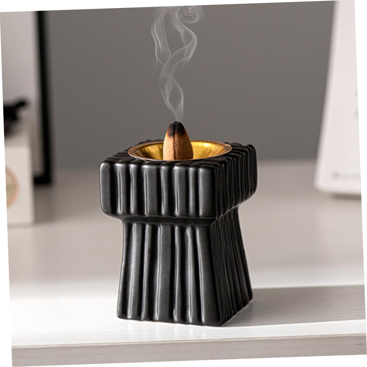 Ciieeo 4piezas Soporte De Inciensario Cerámico Negro para Conos y Adorno Decorativo De Árabe para y Yoga