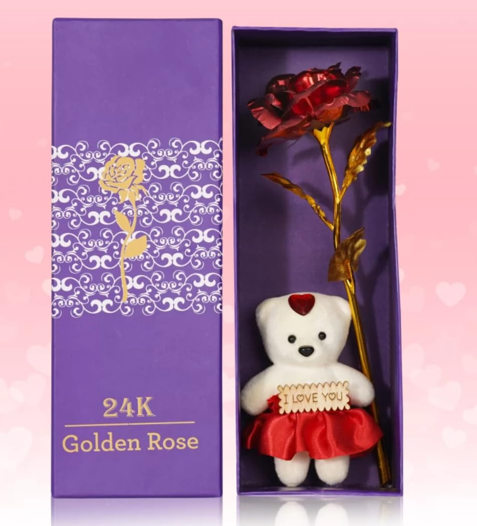 GLAMORSTYL Red Rose Flower Showpiece | Rose Day, Valentine's Day Gift for Husband, Wife, Girlfriend, or Boyfriend | Romantic and Elegant Design | Ideal for Special Occasions