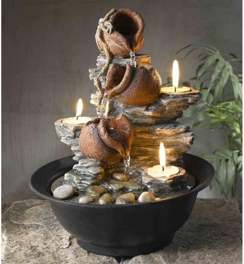 Jeco Tavolo Luci Mini Pot Tabletop Fountain with Candle