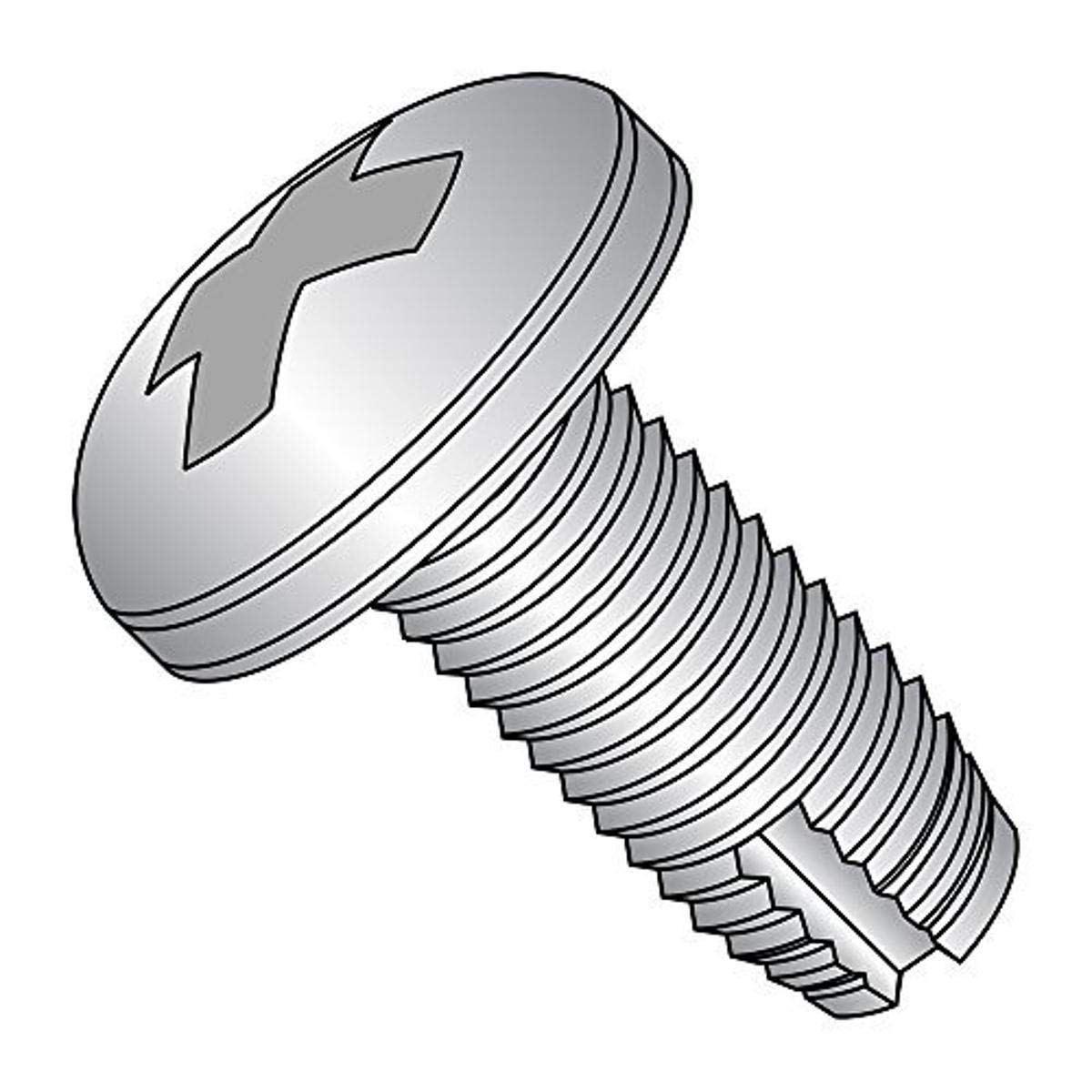 Small Parts 11061PP188 18-8 Stainless Steel Thread Cutting Screw, Plain Finish, Pan Head, Phillips Drive, Type 1, #10-32 Thread Size, 3/8" Length (Pack of 50)
