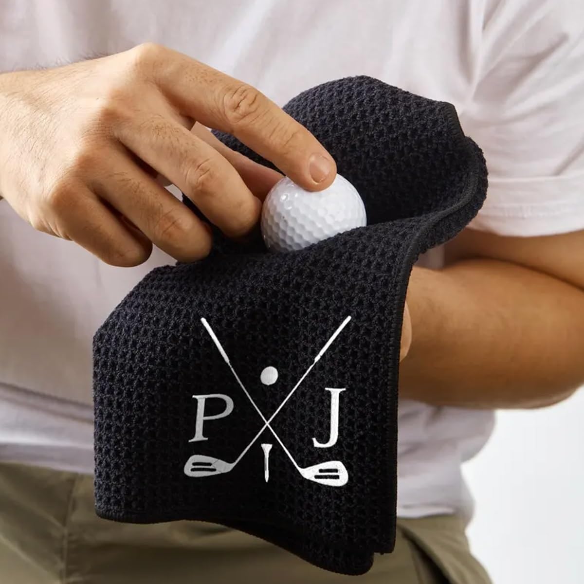 Asciugamano da golf personalizzato ricamato con monogramma logo regalo per papà festa del papà