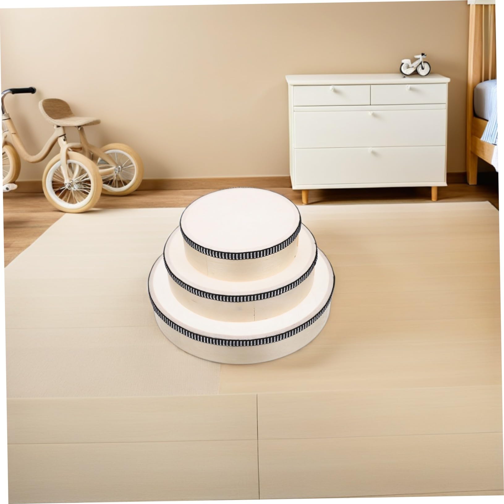 SUPVOX Pandereta de Percusión para Niños de Madera Ligera y Portátil con 6 Piezas y Baquetas, Adecuado para Fiestas, Educación Temprana y Entretenimiento Infantil