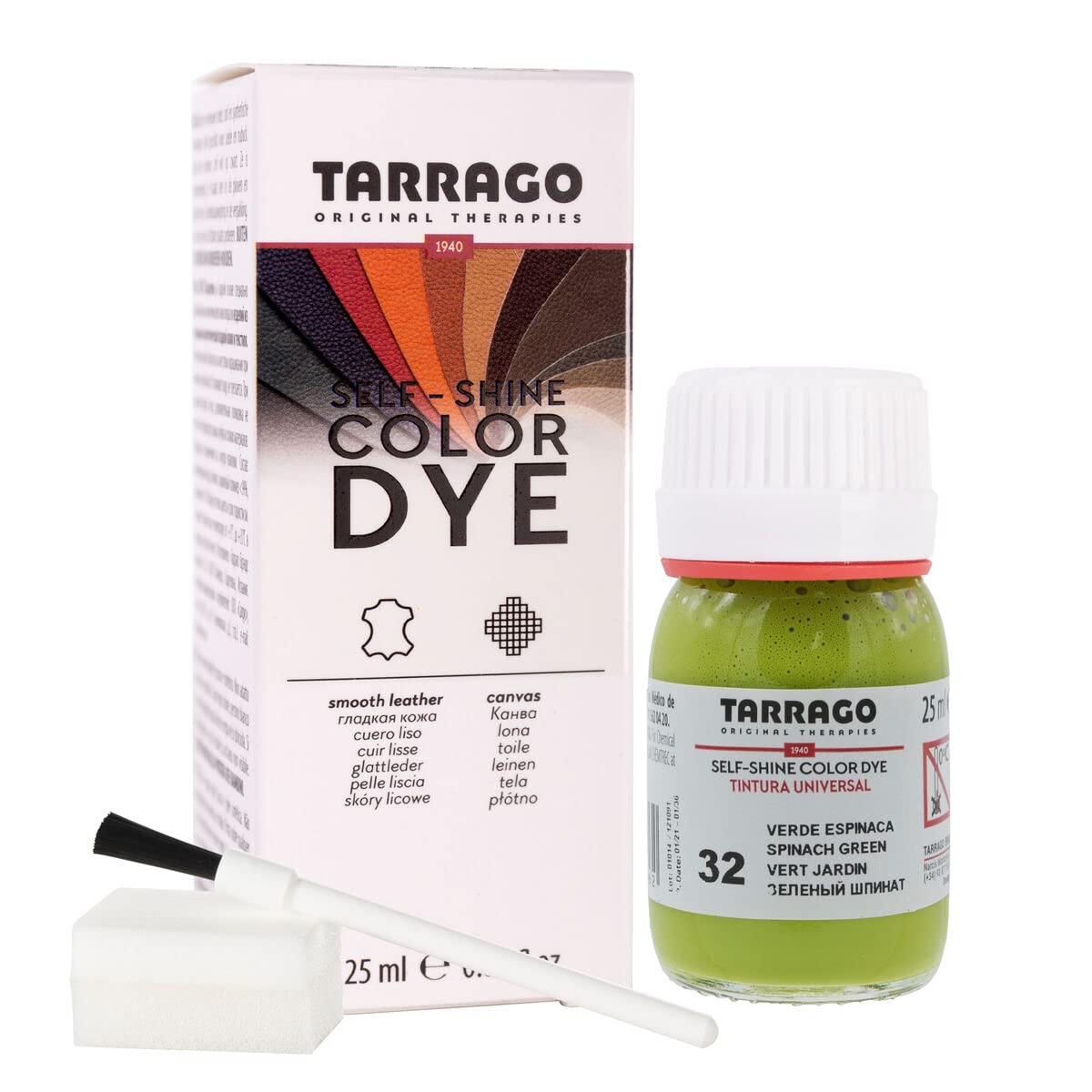 Tinte para Zapatos y Bolsos de Cuero y Textil con Esponja y Brocha | Cubre Rozaduras y Desgastes del Calzado | Gama de 90 colores — view 63