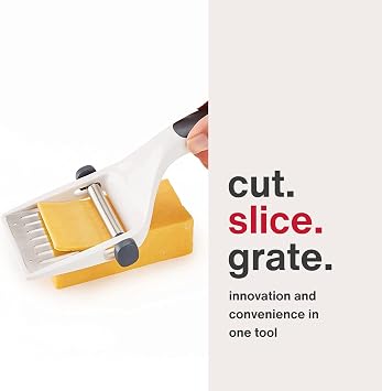 Zyliss Dial & Slice Cheese Slicer - Adjustable, Handheld Cheese Slicer with Stainless Steel Edge and Ergonomic Handle - White