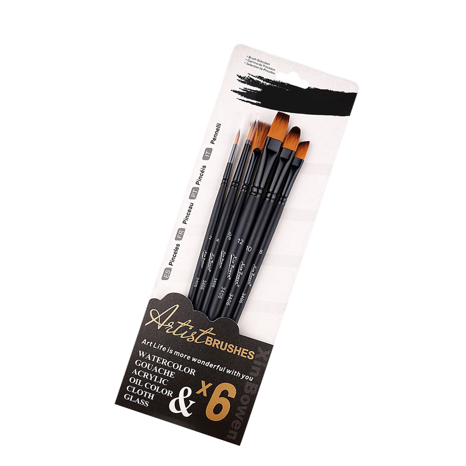 Jazuaiao B 6 Pcs Paint Rushes Nylon Hair Painting Rushes Painting Detail Rush Artist For Watercolor Oil Ody