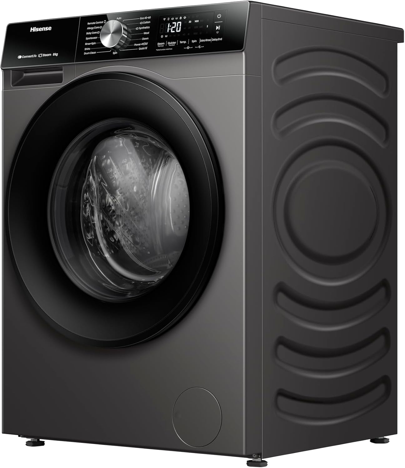 Hisense Front loading washing machine, 8KG,Inverter, A Class, with WIFI, Auto Dosing, Auto wash & Quick,16 programs, Premium Grey, Smart Assist,Energy Saving monitoring, Abaya Care, 2026 - view 2