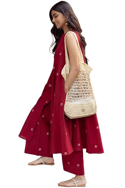 GoSriKi Women’s Rayon Blend Kurta with Palazzo Set | Sleeveless Straight Fit Ethnic Wear | Comfortable Soft Fabric | Red | Sizes S to 5XL