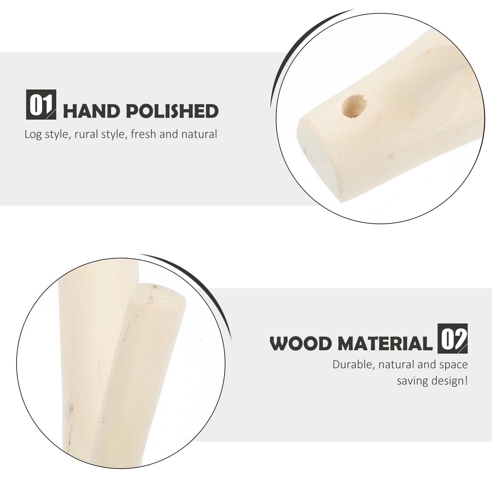 6 Piezas Gancho de Pared Forma de Rama de Árbol de Madera Natural para Decoración del Hogar, Diseño Creativo y Delicado, Adecuado para Colgar Abrigos sin Dañar la Ropa