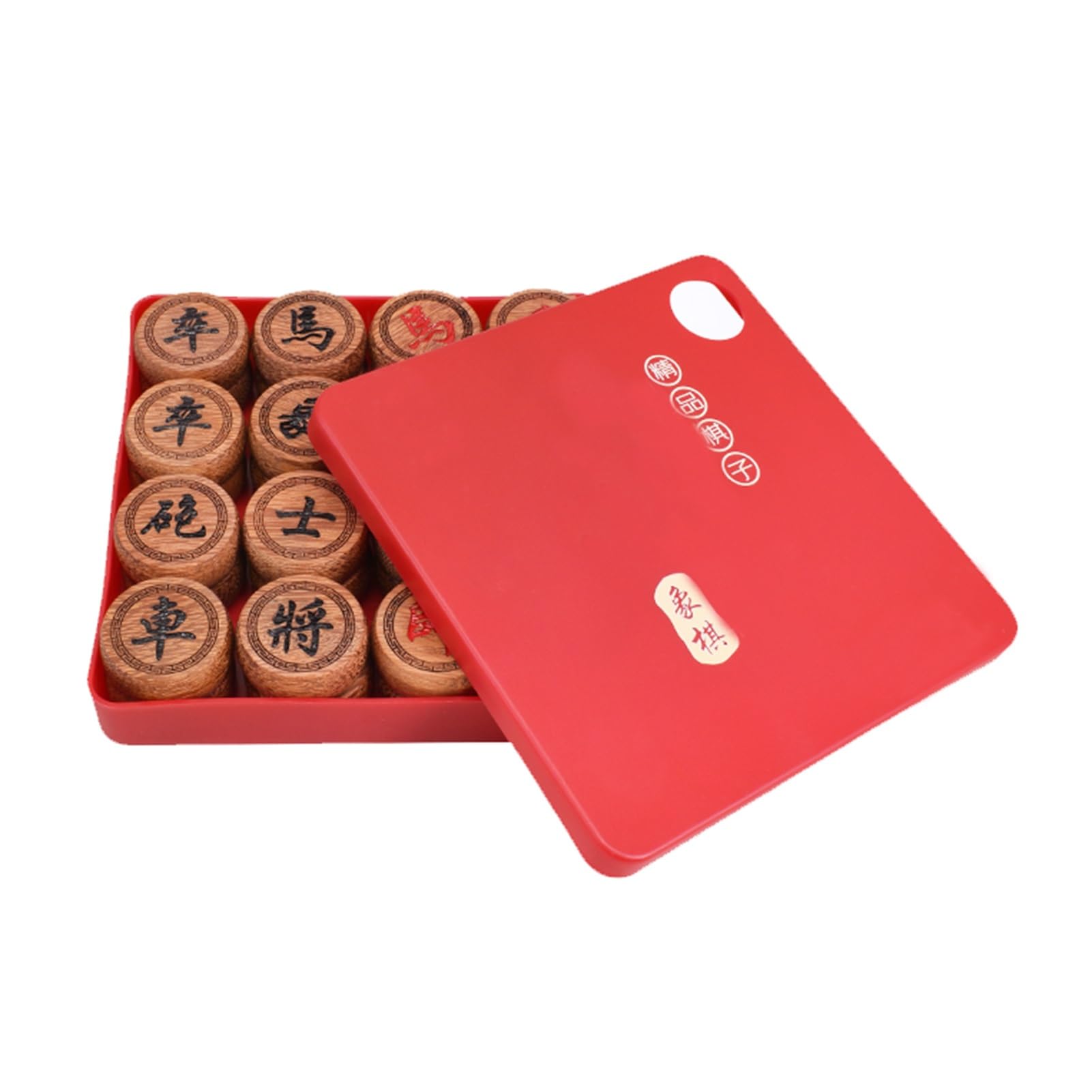 Juego de ajedrez tradicional chino Xiangqi con piezas de wengué y tablero de cuero para 2 jugadores