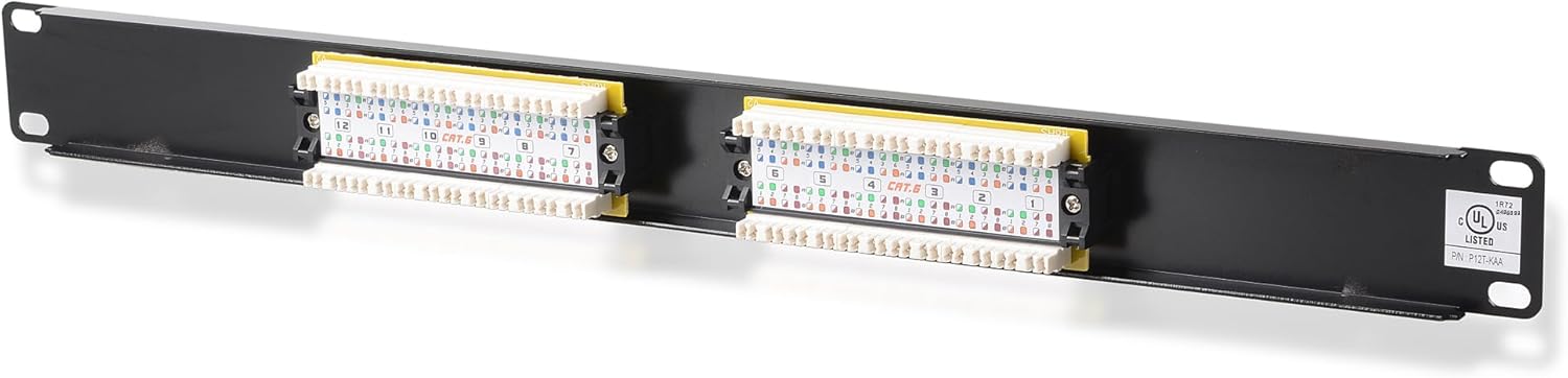 Cable Matters [UL Listed] 12 Port Patch Panel Wall Mount or Rackmount, IU Cat6 RJ45 Patch Panel for 10 Gb Ethernet, Works with 19" Racks/Cabinets/Wall-Mount Brackets