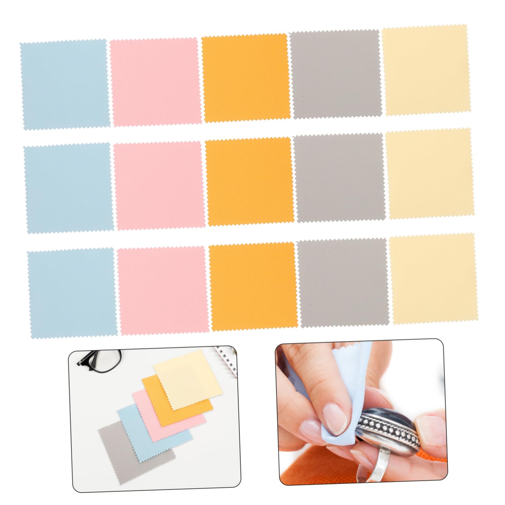 DOITOOL 5 Set Panno per Pulizia Gioielli per Argento E Morbidi E Durevoli per Gioielli Delicati per Lucidare E Argento Pratici E Riutilizzabili 15 Pezzi * 5