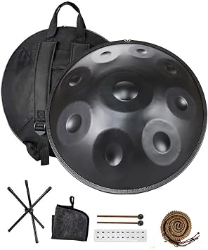 Handpan Drum Steel Hand Pan, 9/10/12 Notes Hand Drum In D Kurd Minor, 432 Hz Handpan Drums Percussion Instrument With Storage Bag, 2 Mallets And Hand Drum StandA,9 notes