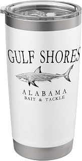Gulf Shores Alabama Shark Fishing Arched Black Letters Stainless Steel Insulated Tumbler