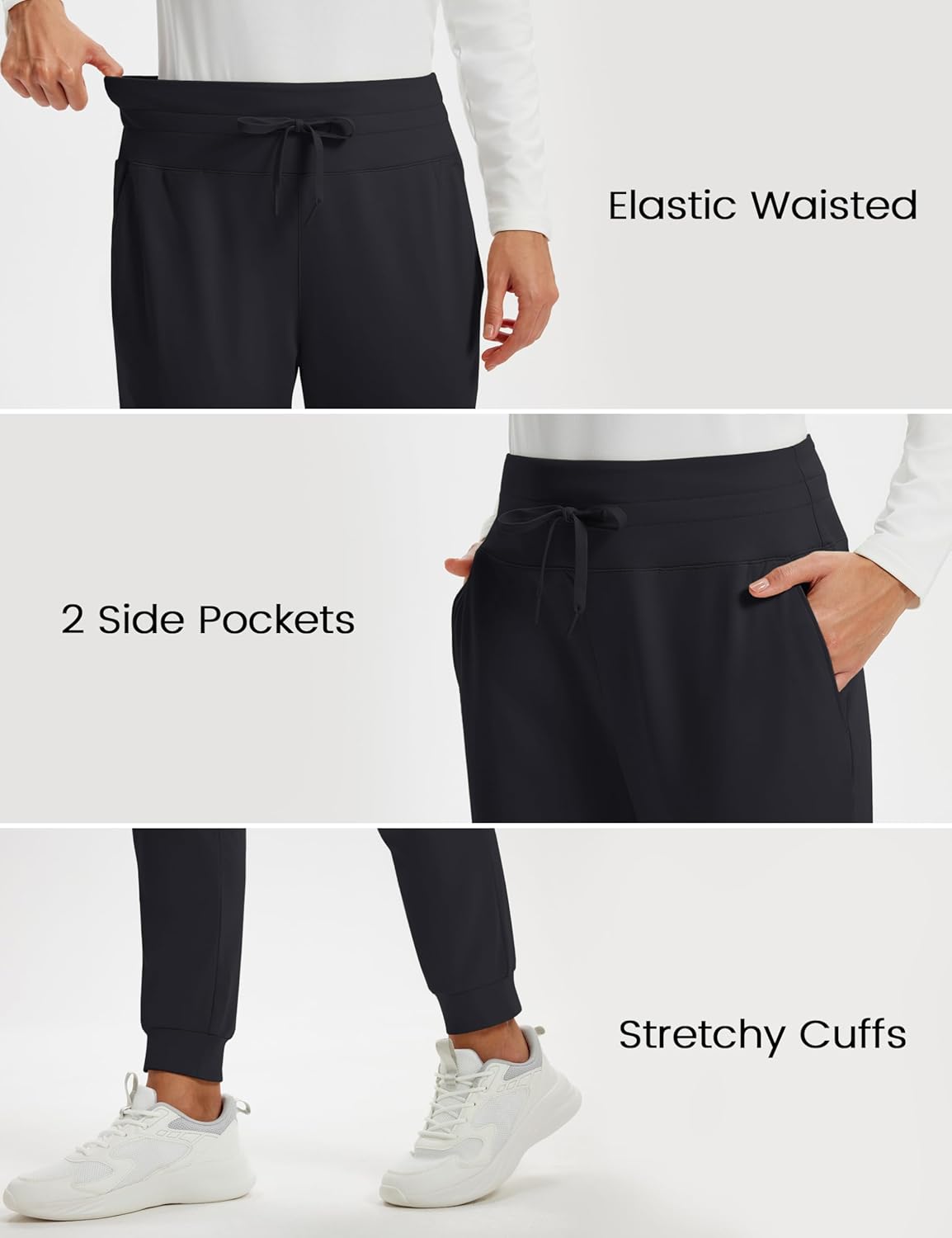 MAGCOMSEN Women's Fleece Lined Joggers High Waisted Water Resistant Thermal Winter Hiking Running Sweatpants with Pockets - Image 6