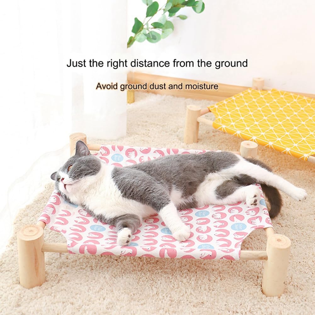 Osmond Amaca per cani e gatti in legno amaca per gatti letto di raffreddamento rialzato staccabile portatile per interni ed esterni Letto per animali domestici adatto G
