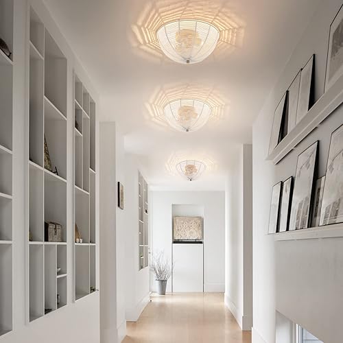 Miniatura 4 de Lámpara de techo de ratán tejida a mano, color blanco, estilo bohemio, montaje empotrado, accesorios de iluminación de techo, mini candelabro