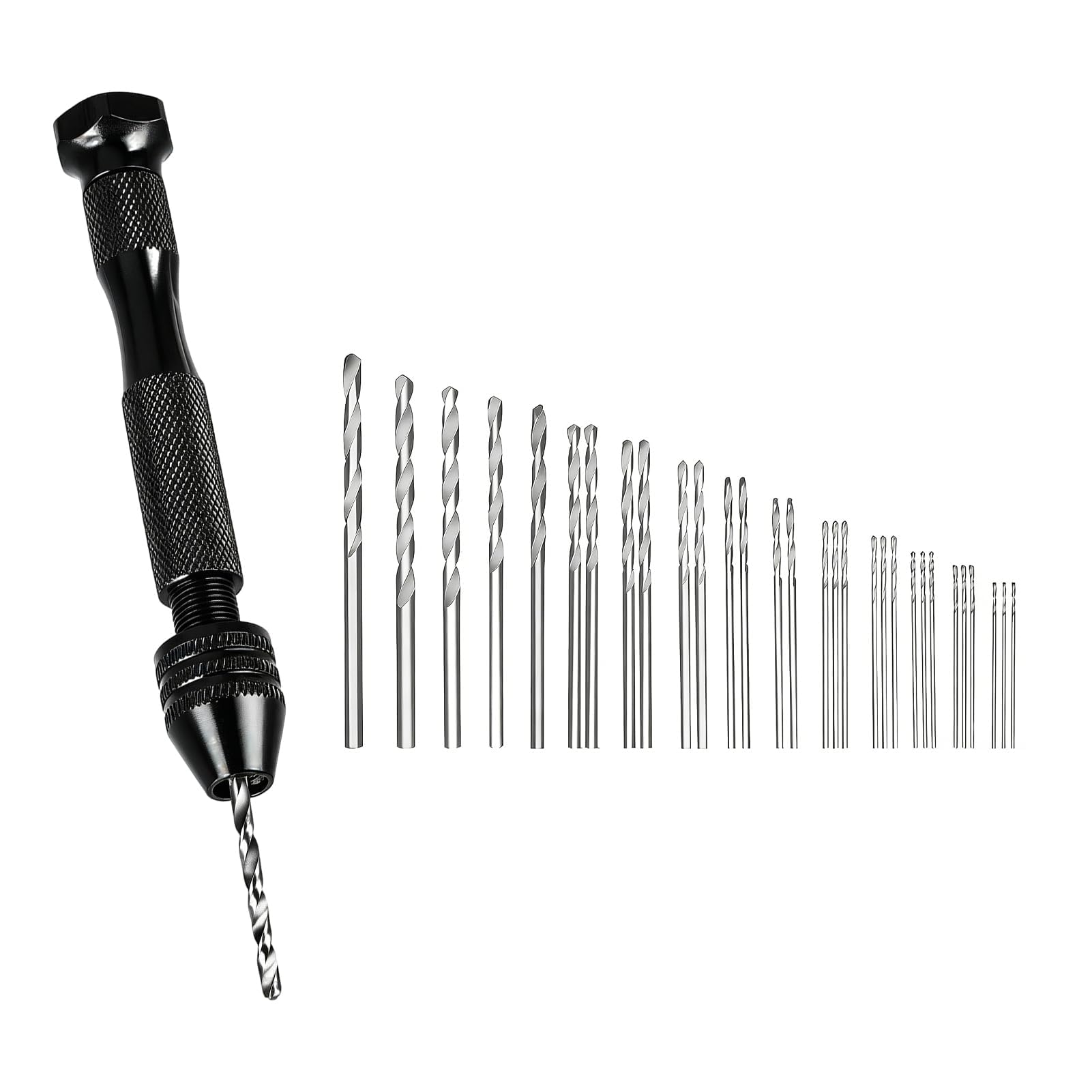 31 Piezas Mini Taladro Mano, Taladro Manual Precisión Brocas 0,5-3,0 mm Pin Vise Mandril Ajustable 0,3-3,4 mm Micro Perforador Resina Madera Joyería Modelismo Electrónica Artesanía PVC Acrílico DIY