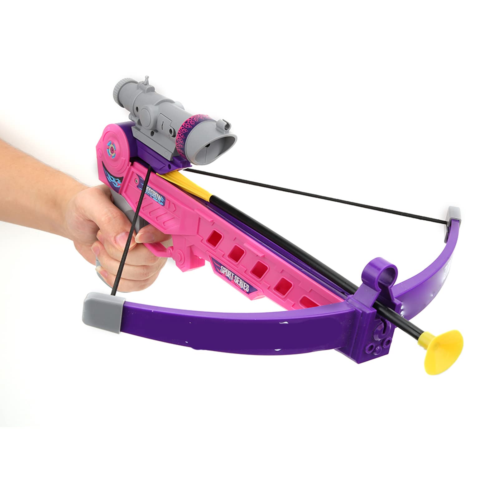 RASTKY Simulation Crossbow Toy with Suction Cup Arrows, Health and Environmental Protection Sports Toy, ABS Material, Pink, 35 X 34 X 18cm, For Boys and Girls