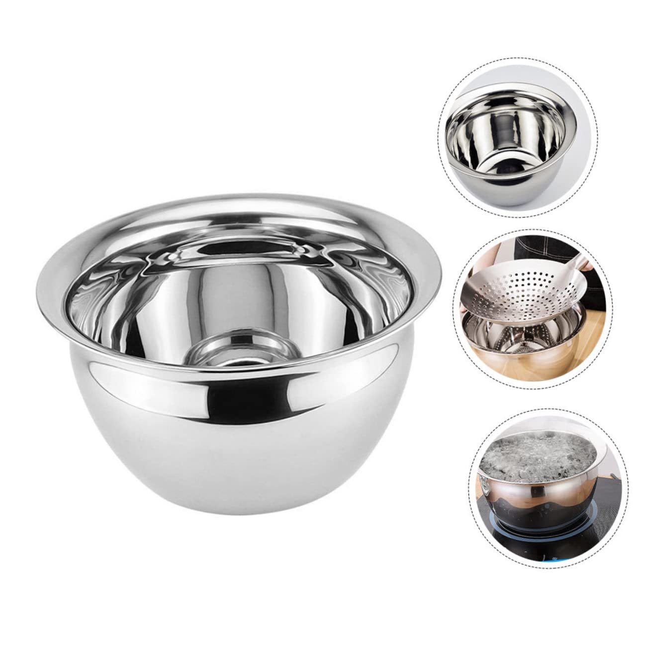 Tazón para Mezclar de Acero Inoxidable 304 sin Rebabas, Cuenco Espesado Multifuncional para Batir Huevos y Almacenar Alimentos en Cocina