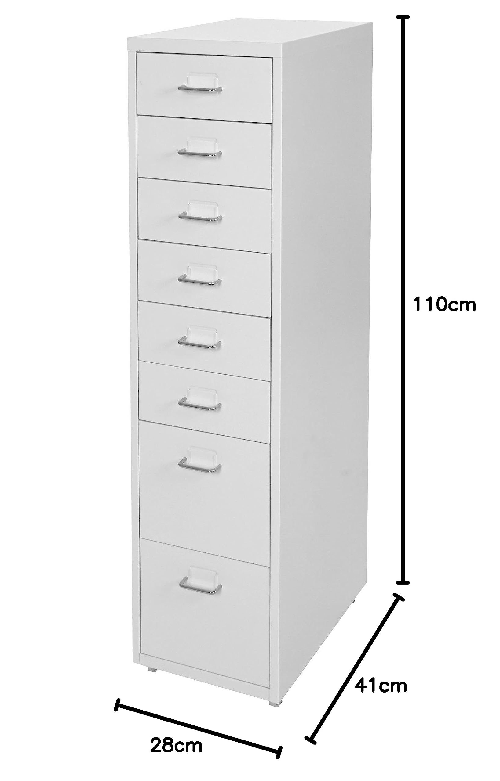 Mendler Boston T851AM - Contenedor con ruedas (110 x 28 x 41 cm), color blanco | Armario con 6 cajones