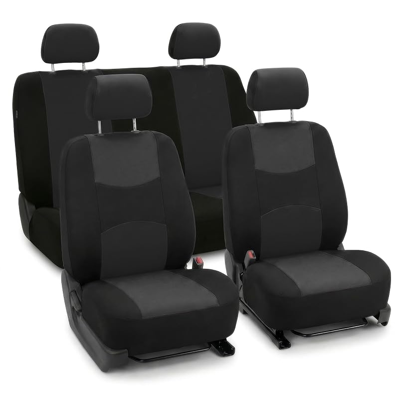 Kit de capas para bancos automotivos FH Group em tecido preto com encaixe universal, compatível com banco traseiro bipartido