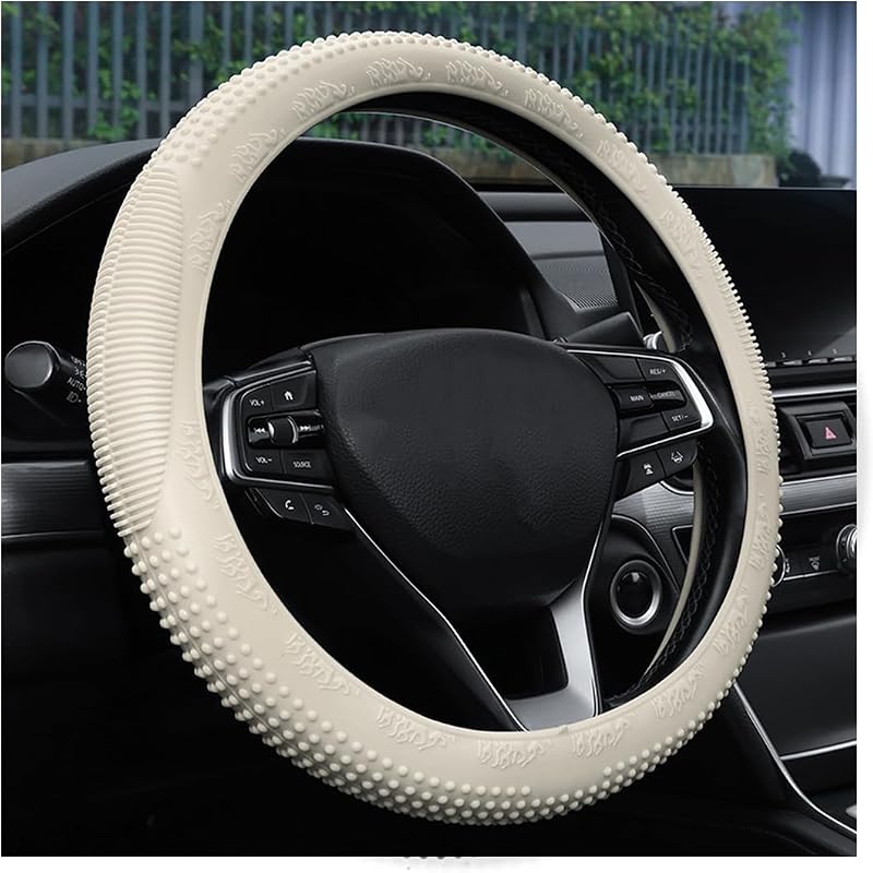 Capa para Volante Bittwee em Silicone Antiderrapante Bege para Volantes de 35,6 a 38,1 cm