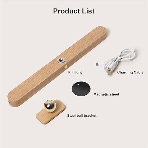 Miniatura 6 de Luces LED magnéticas de espejo de maquillaje de madera, portátil de 360 grados de rotación de control táctil, 3 niveles de brillo control táctil,