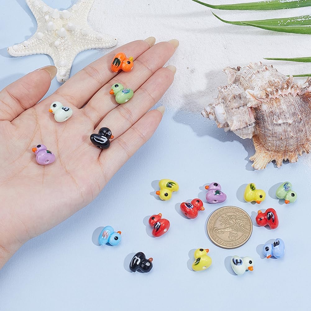 PH PandaHall 20pcs Cute Porcelain Beads 3D Animal Spacer Bead Ceramic Craft Beads for Earring Necklace Bracelet Jewelry Making, 13mm, Random Mix Color - Image 3